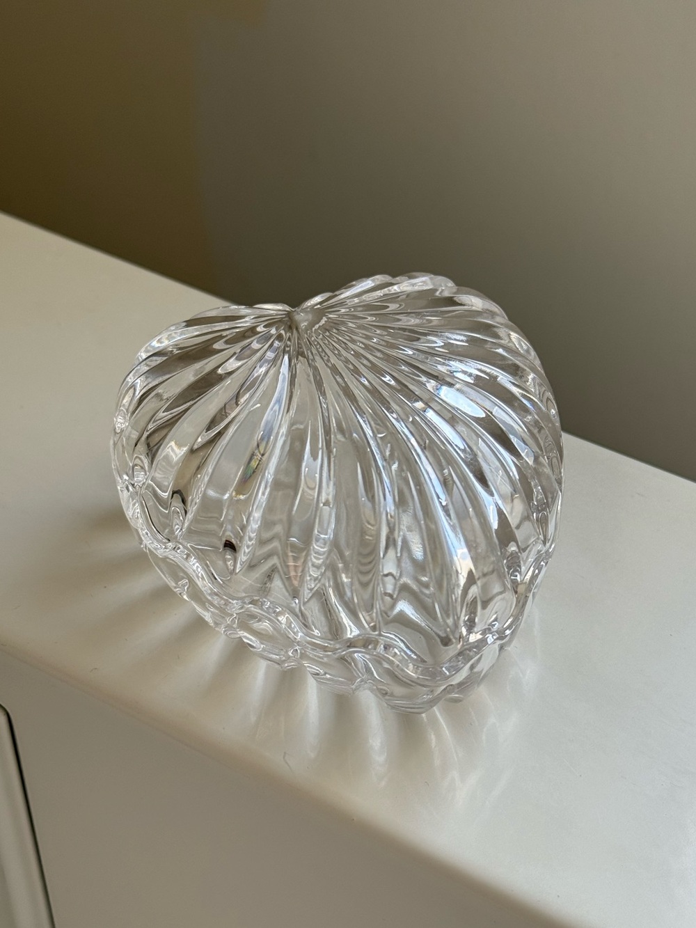 Heart Shaped Clear Lead Crystal Vintage Trinket Jewelry Box Made in Italy by RCR